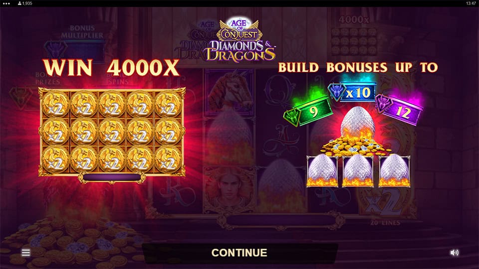 Age of Conquest Diamonds Dragons slot features