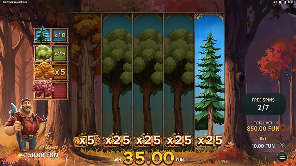 Big Stack Lumberjack slot feature wood multiplier