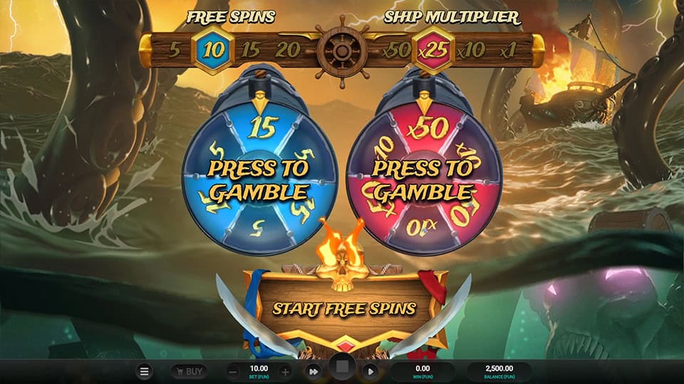 Krakens Cove slot feature gamble wheel