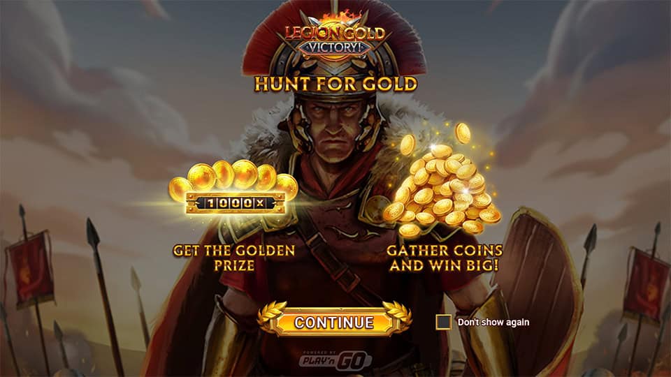 Main page of Legion Gold Victory slot introducing game features and bonuses.