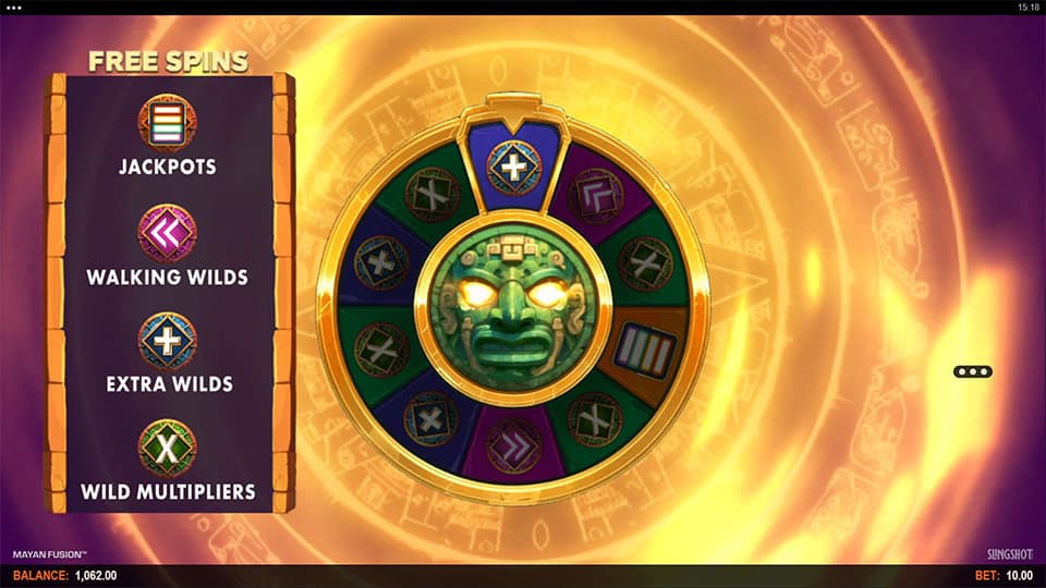 Mayan Fusion slot feature bonus wheel