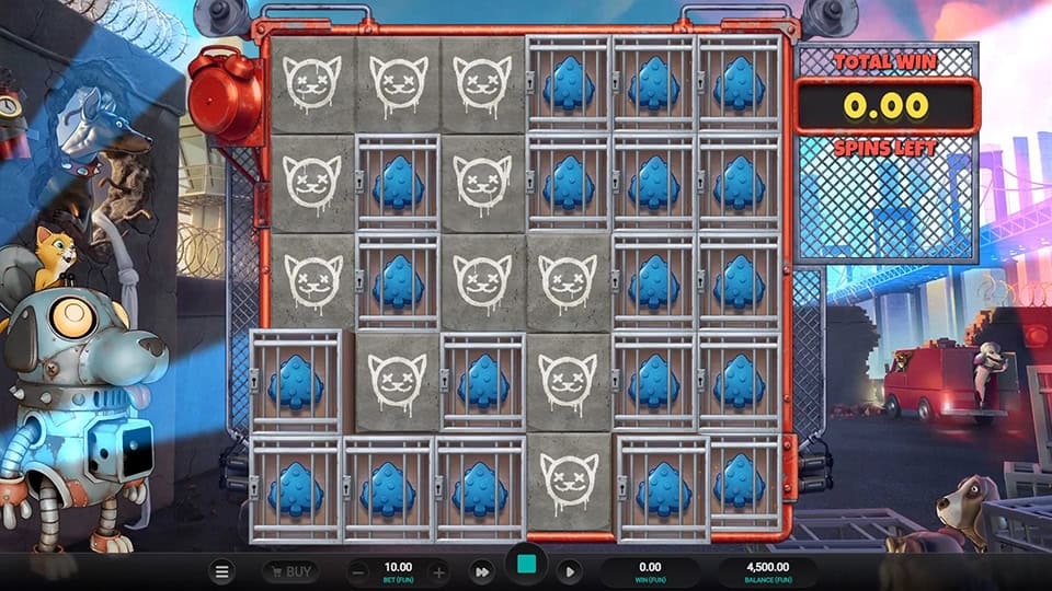 Reverse Avalanche feature in Purrrminator slot with Locked Symbols enhancing winning potential.