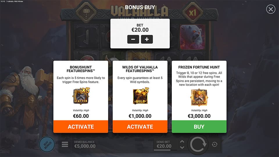 Valhalla Wild Winter slot bonus buy