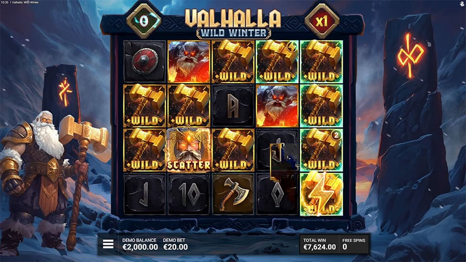 Valhalla Wild Winter slot feature wild symbol