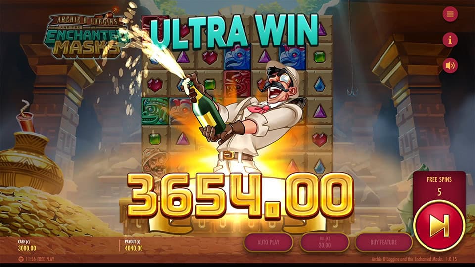 Archie OLoggins and the Enchanted Masks slot big win