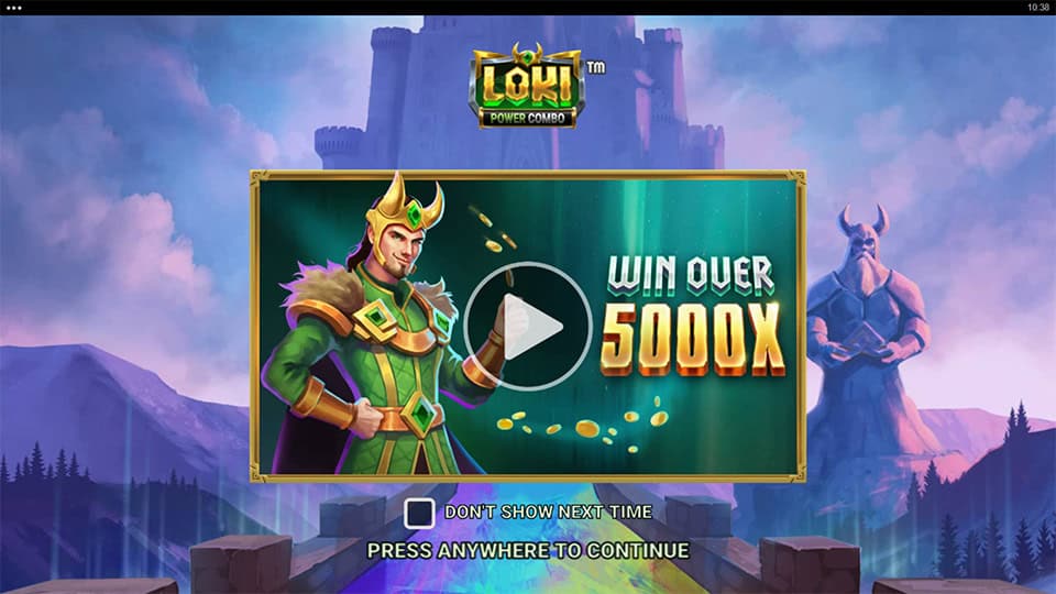 Homepage of Loki Power Combo slot introducing game features and bonus mechanics.