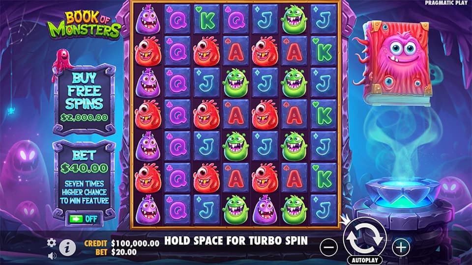 Preview of Book of Monsters slot showing the reels and monstrous-themed symbols in action.