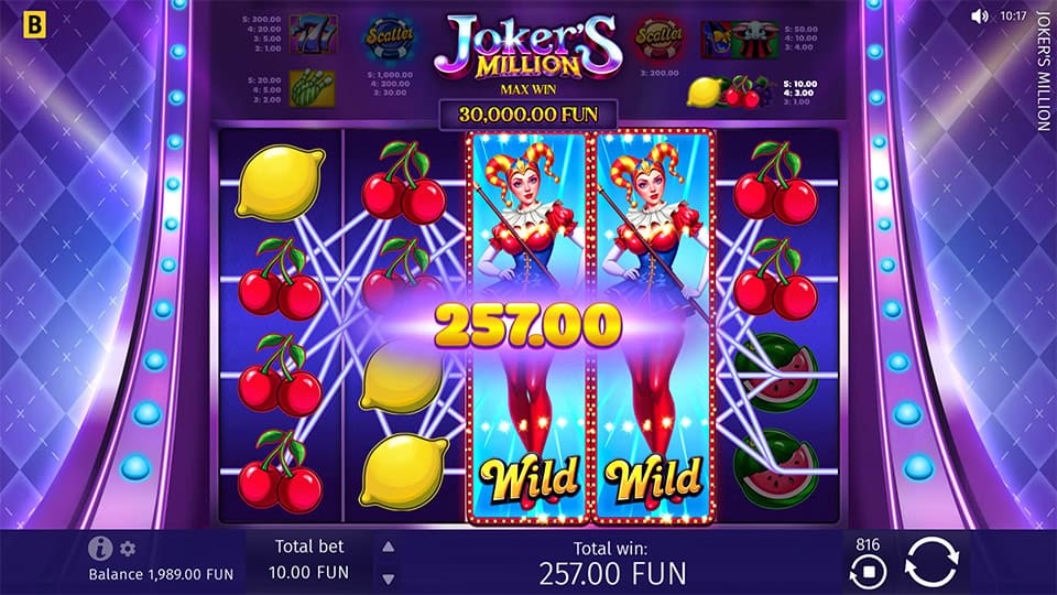 Jokers Million slot feature expanding wild