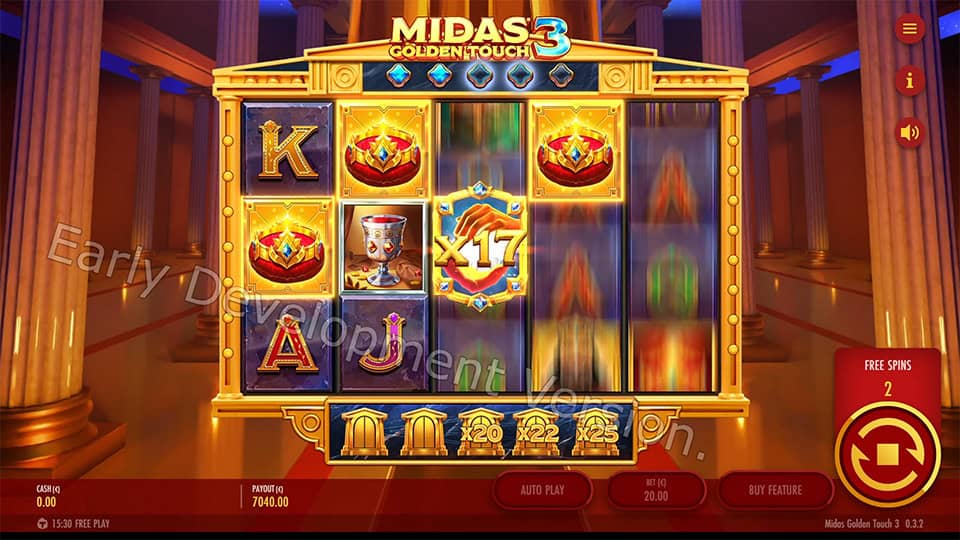 Wild symbol appearing in Midas Golden Touch 3 slot with a x17 multiplier.