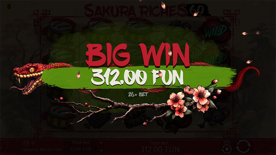 Sakura Riches 60 slot big win