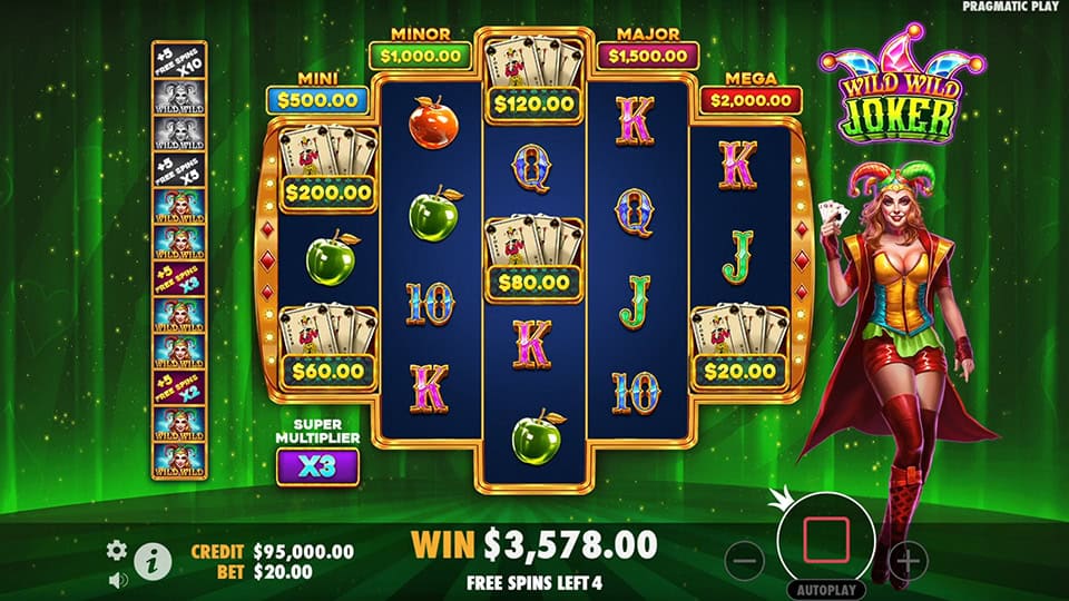 Money Symbol appearing in Wild Wild Joker slot with values ranging from 20 to 200.