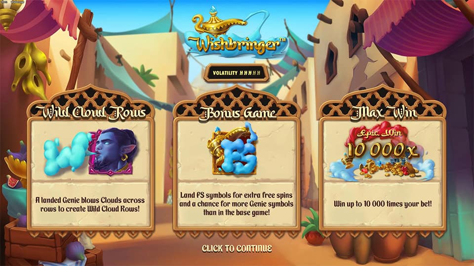 Wishbringer slot homepage showcasing key features, special mechanics, and maximum win potential.