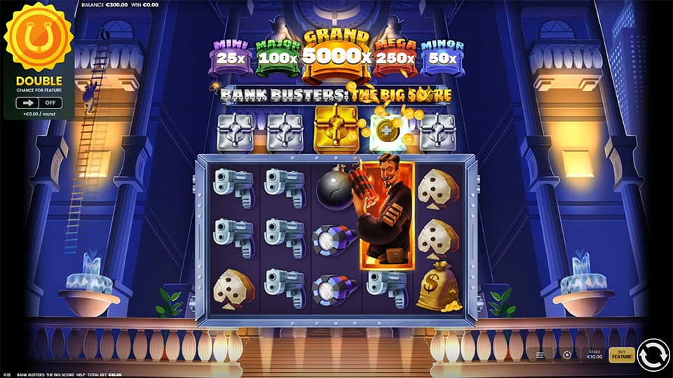 Wild Demolition Expert symbol appearing in Bank Busters The Big Score slot, triggering the Free Spins bonus.