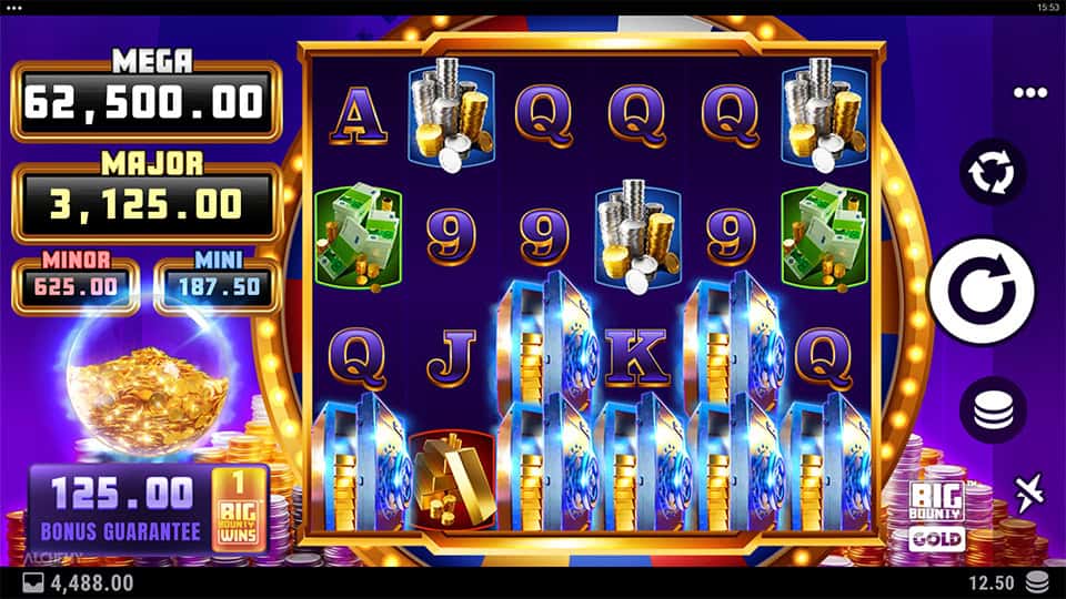 Preview of Big Bounty Gold slot showing the reels and Western-themed symbols in action.