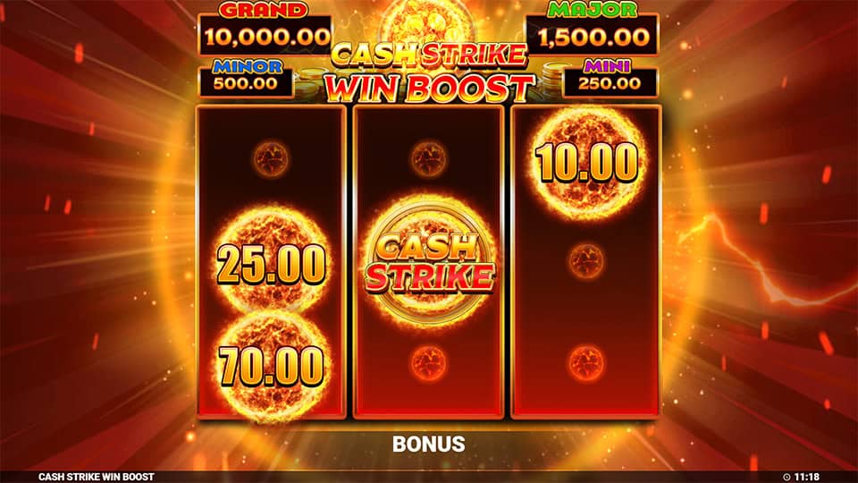 Cash Strike Bonus feature in Cash Strike Win Boost slot, triggering special rewards.