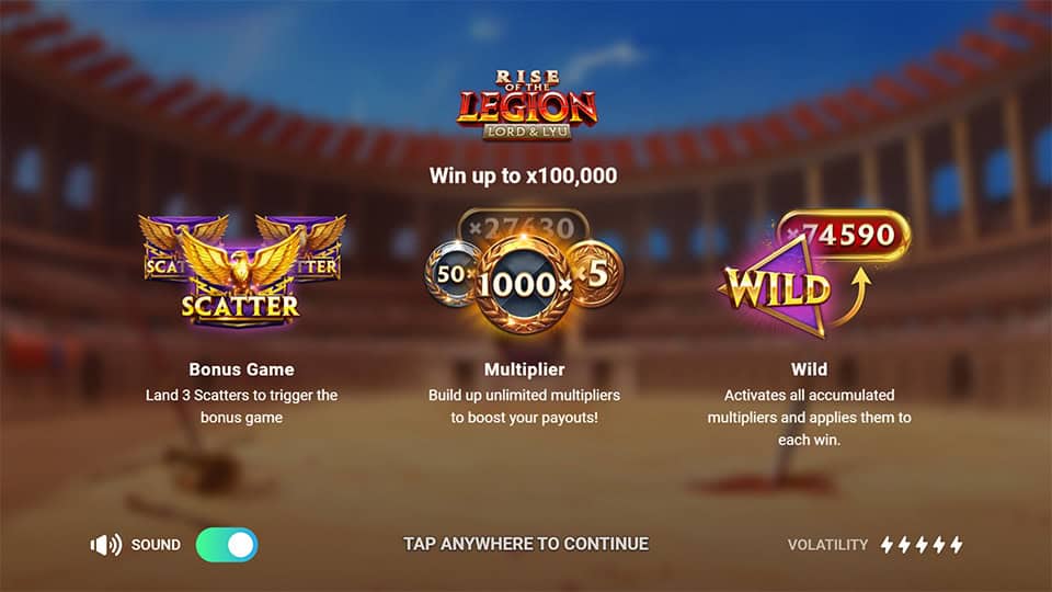 Homepage of Lord & Lyu: Rise of the Legion slot introducing game features and bonus mechanics.