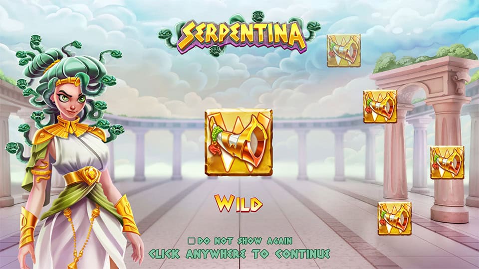 Homepage of Serpentina slot introducing game features and bonus mechanics.