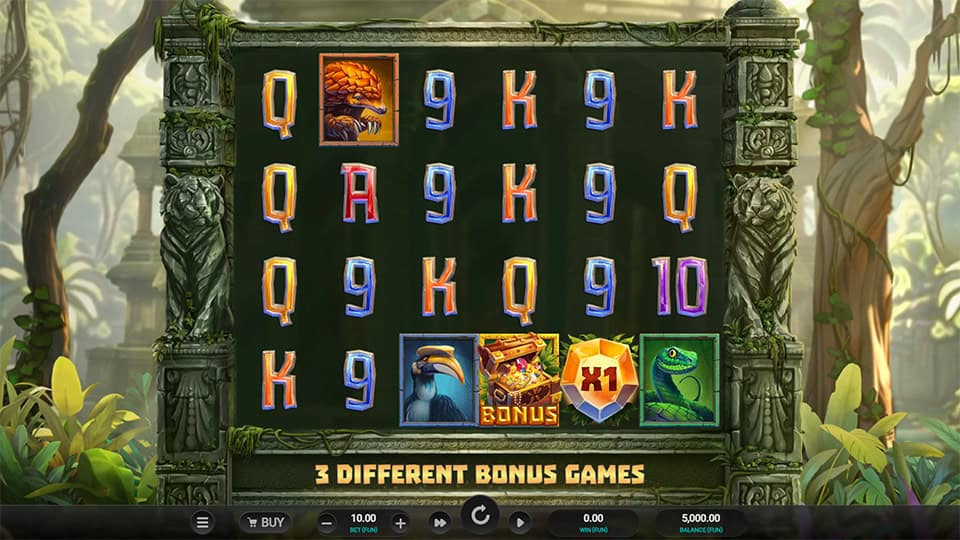 Preview of Tiger Shrine slot showing the reels and tiger-themed symbols in action.