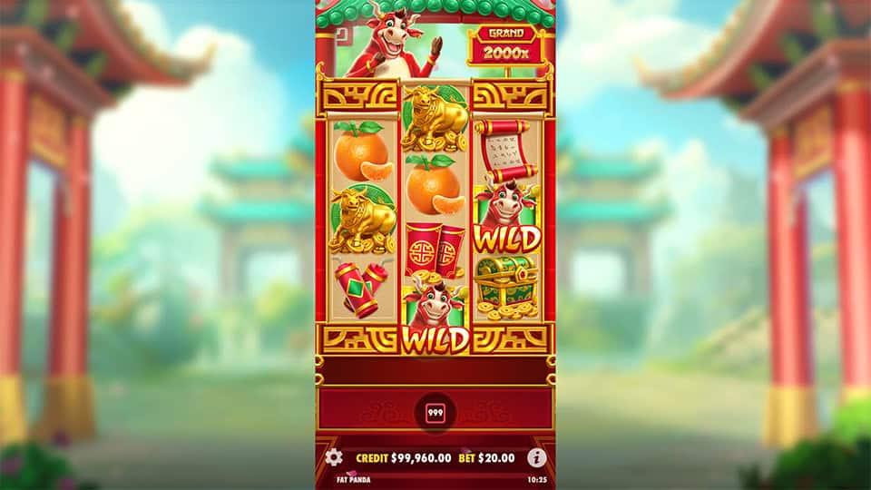 Two Wild symbols appearing on the reels in Touro Sortudo slot.