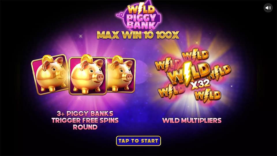 Homepage of Wild Piggy Bank slot introducing game features and bonus mechanics.